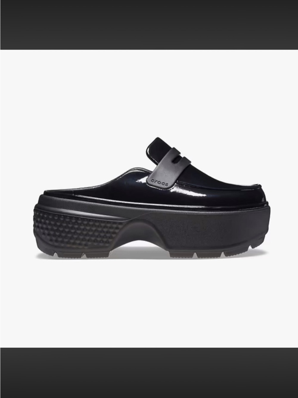 CROCS Black Patent Platform Mary Jane Loafers - Picture 8 of 12